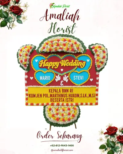 Karangan Papan Bunga Pernikahan di Cikalong